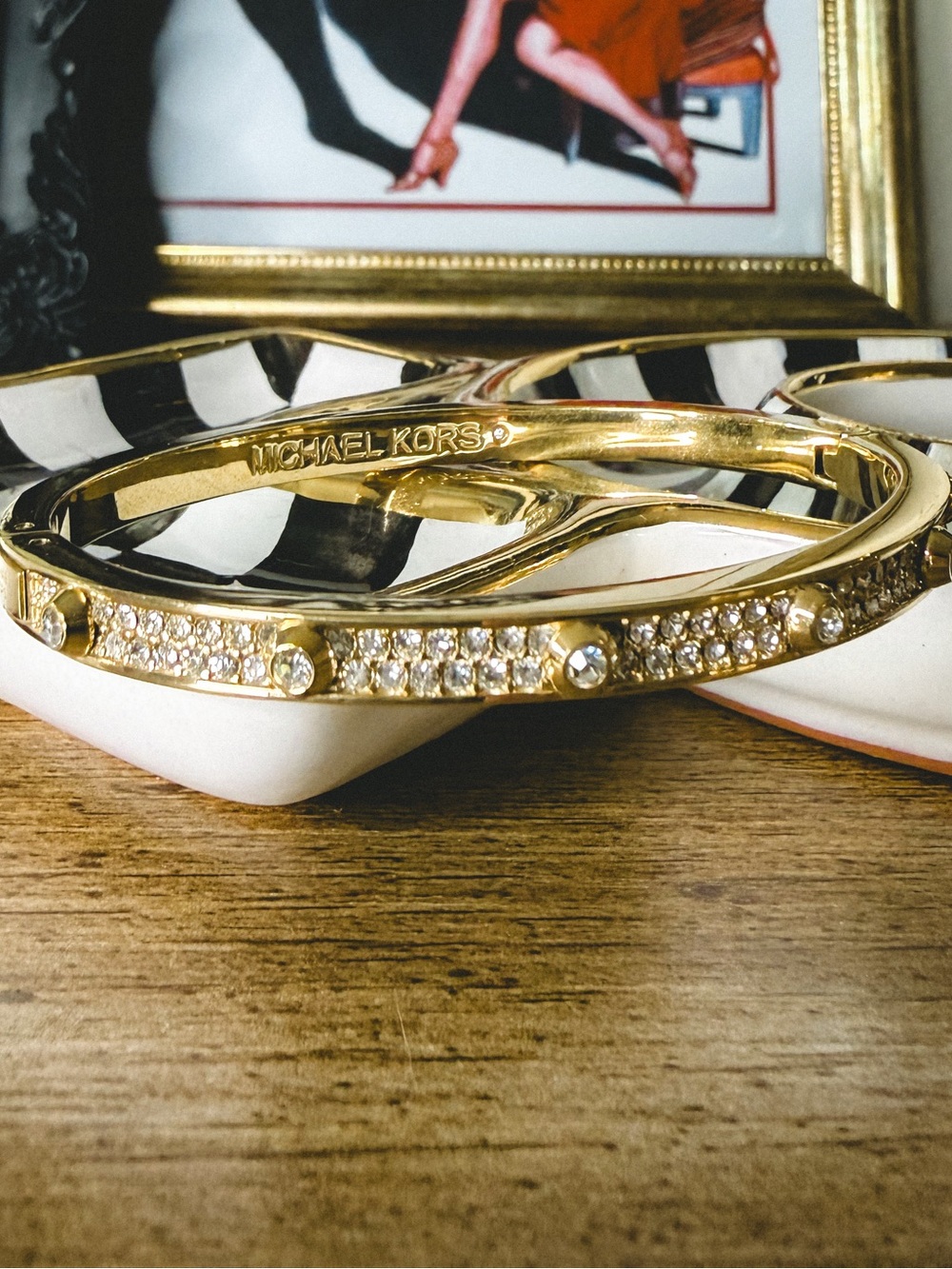 Michael Kors Gold Crystal Pavé Double Bangle Bracelet